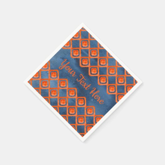 Oranje Navy Blue Waterverf Pattern Servet (Hoek)