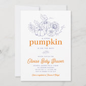 Oranje Navy Burlap Kleine pompoen Baby shower Kaart (Voorkant)