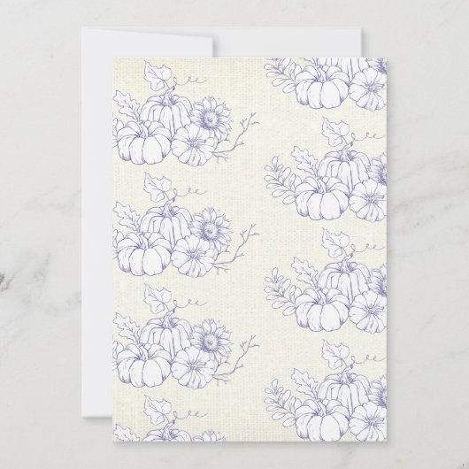 Oranje Navy Burlap Kleine pompoen Baby shower Kaart (Achterkant)