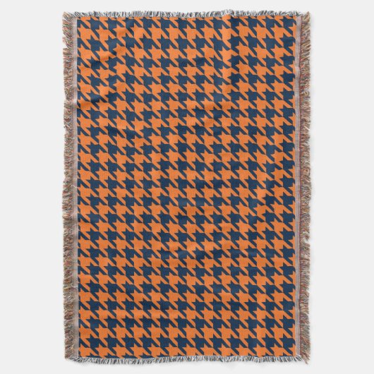 Oranje/Navy Houndstooth Deken (Voorkant Verticaal)