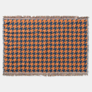 Oranje/Navy Houndstooth Deken