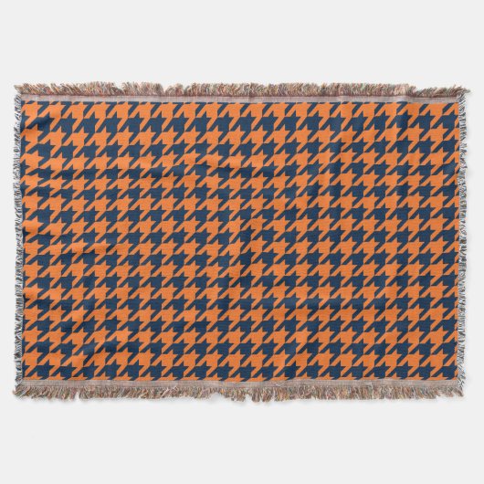 Oranje/Navy Houndstooth Deken (Voorkant)
