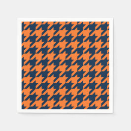Oranje/Navy Houndstooth Servet