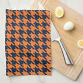 Oranje/Navy Houndstooth Theedoek (Quarter Fold)