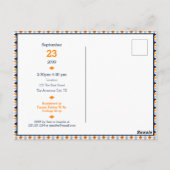 Oranje & Navyblauw Argyle Patroon Baby Shower Briefkaart (Achterkant)