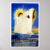 Oranje ~ Nederland Line Poster (Voorkant)