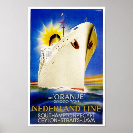 Oranje ~ Nederland Line Poster (Voorkant)