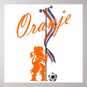 Oranje Nederland vlag Totaal football banner Poster