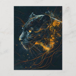 Oranje Neon Black Panther Light Briefkaart