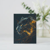 Oranje Neon Black Panther Light Briefkaart (Staand voorkant)