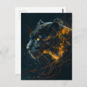 Oranje Neon Black Panther Light Briefkaart (Voorkant / Achterkant)