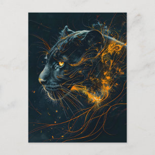 Oranje Neon Black Panther Light Briefkaart