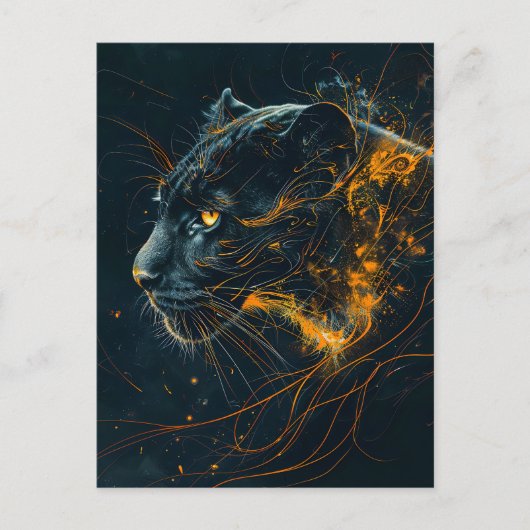 Oranje Neon Black Panther Light Briefkaart (Voorkant)
