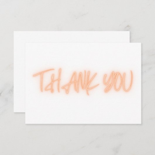 Oranje Neon Dank je wel Bedankkaart (Voorkant / Achterkant)