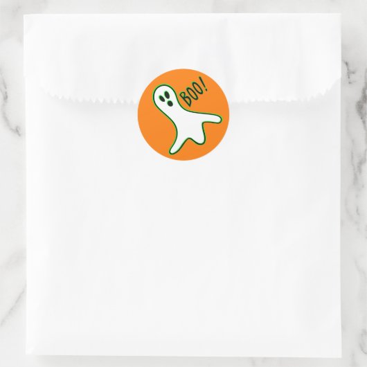 Oranje Neon Green White Spooky Ghost Halloween Ronde Sticker (Tas)
