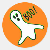 Oranje Neon Green White Spooky Ghost Halloween Ronde Sticker (Voorkant)