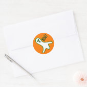 Oranje Neon Green White Spooky Ghost Halloween Ronde Sticker (Envelop)