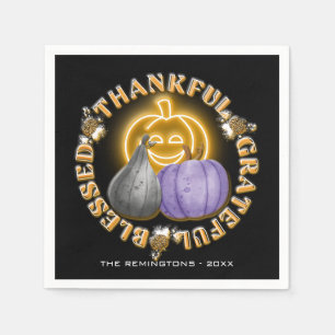 Oranje Neon Pumpkin Thankful Grateful Blessed Servet