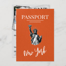 Oranje New York City Passport Bewaar de datum Save The Date