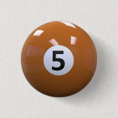 Oranje nr. 5 Billiard Pool Ball Ronde Button 3,2 Cm (Voorkant)