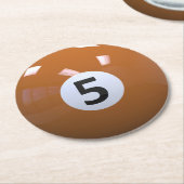 Oranje nr. 5 Billiard Pool Ball Ronde Kartonnen Onderzetter (Gebogen)