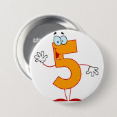 Oranje Nummer 5 Knop Ronde Button 7,6 Cm (Voorkant /achterkant)