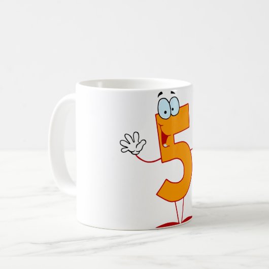 Oranje nummer 5 Mok (Voorkant links)