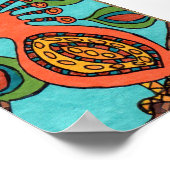 Oranje Oaxacan Bird Mini Folk Art Poster (Hoek)