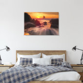 Oranje oceaan olieverfschilderij print verpakt (Insitu (Slaapkamer))
