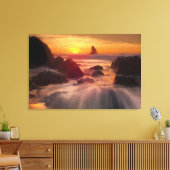 Oranje oceaan olieverfschilderij print verpakt (Insitu (Woonkamer))