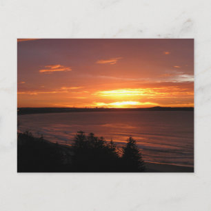 Oranje Oceaan Zonsondergang Fotografie Briefkaart