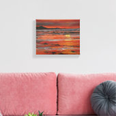 Oranje oceaan zonsondergang schilderij canvas afdruk (Insitu (Woonkamer))