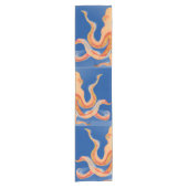 oranje octopus blauw korte tafelloper (Voorkant)