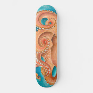 Oranje Octopus Blauwgroen Waterverf Persoonlijk Skateboard