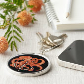 Oranje octopus boven anker sleutelhanger (Zijkant)