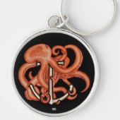 Oranje octopus boven anker sleutelhanger (Voorkant)