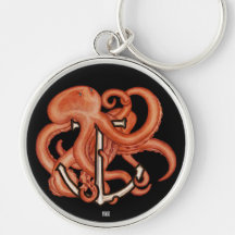 Oranje octopus boven anker