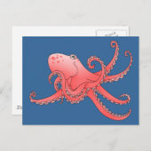 Oranje octopus briefkaart (Voorkant / Achterkant)