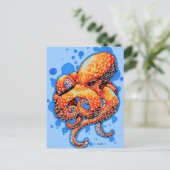 oranje octopus briefkaart (Staand voorkant)