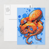 oranje octopus briefkaart (Voorkant / Achterkant)