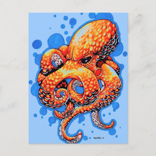 oranje octopus briefkaart (Voorkant)