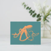 Oranje octopus briefkaart (Staand voorkant)