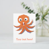 Oranje octopus cartoon briefkaart (Staand voorkant)