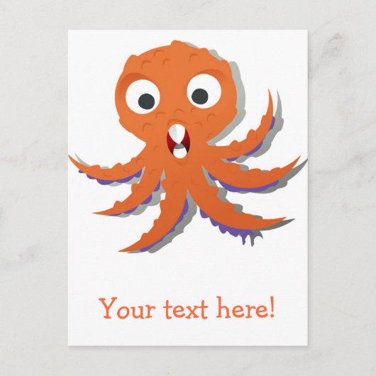 Oranje octopus cartoon briefkaart (Voorkant)