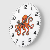 Oranje Octopus Cartoon Oceaan Zeewezen Grote Klok (Hoek)