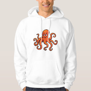 Oranje Octopus Cartoon Oceaan Zeewezen Hoodie