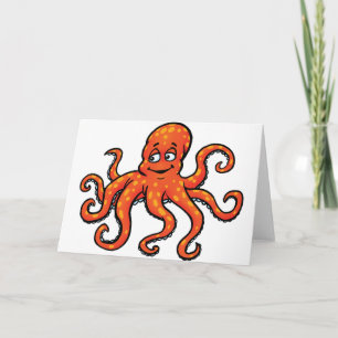 Oranje Octopus Cartoon Oceaan Zeewezen Kaart