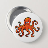 Oranje Octopus Cartoon Oceaan Zeewezen Ronde Button 7,6 Cm (Voorkant /achterkant)