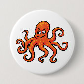 Oranje Octopus Cartoon Oceaan Zeewezen Ronde Button 7,6 Cm (Voorkant)