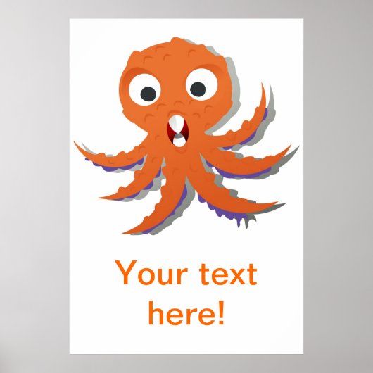 Oranje octopus cartoon poster (Voorkant)